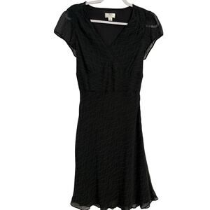 Ann Taylor Loft Women's 4 Whimsigoth Babydoll Geometric Dot Sheer Lined Dress